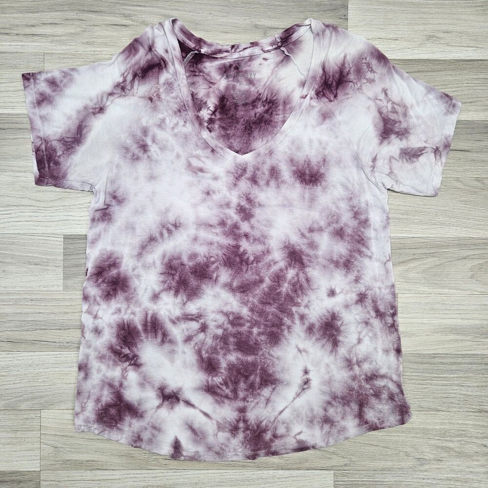 American Eagle Womens Purple Tie Dye Shirt Small Stretch Comfort